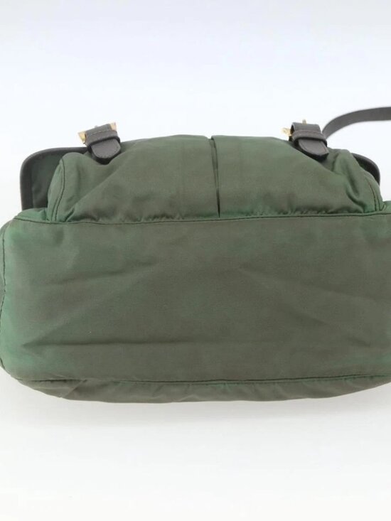 PRADA Shoulder Bag Nylon Green Gold Auth - Picture 5 of 16